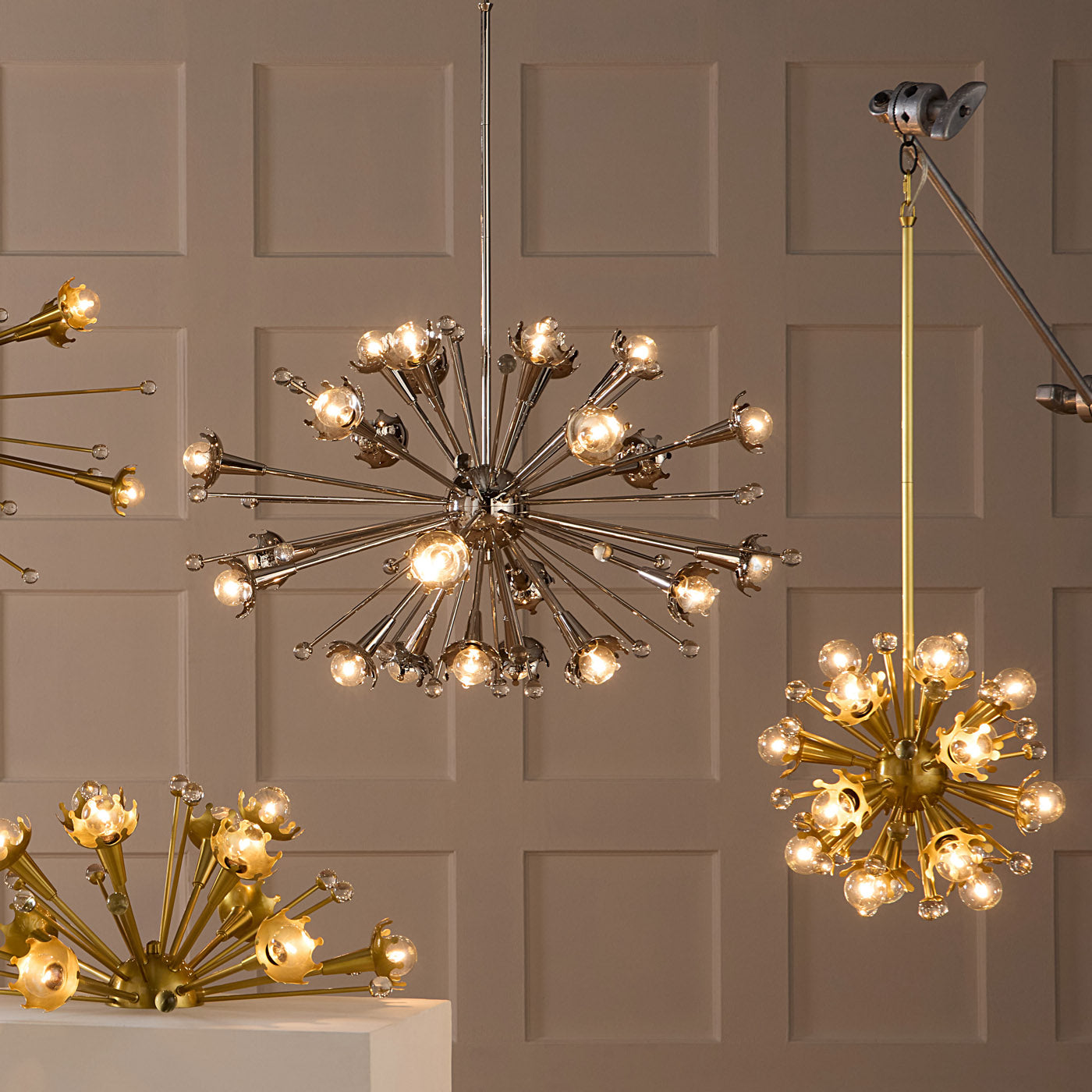 Jonathan Adler 24-flammiger Chandelier Deckenleuchter Sputnik | Silber