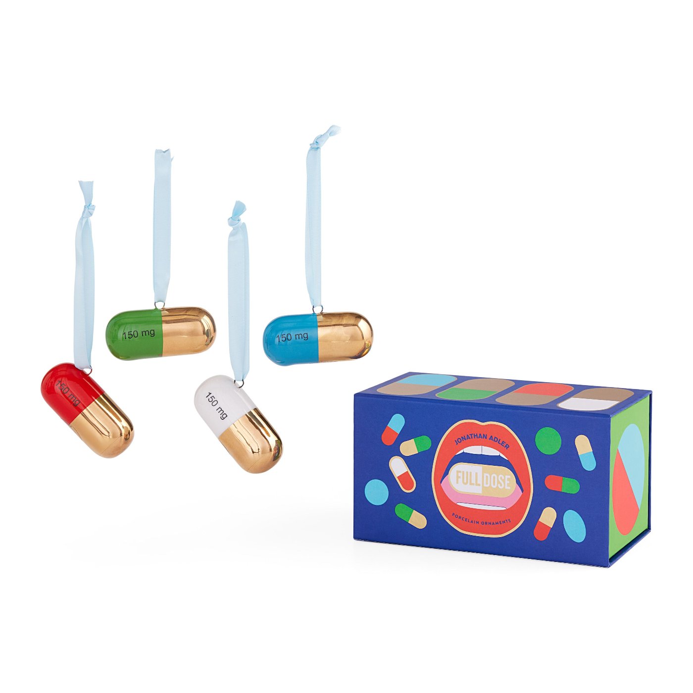 Jonathan Adler 4er Set Weihnachtsbaumanhänger Full Dose Gold Ornament