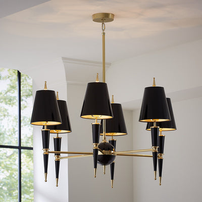 Jonathan Adler 6-flammiger Kronleuchter Chandelier Versailles | Schwarz