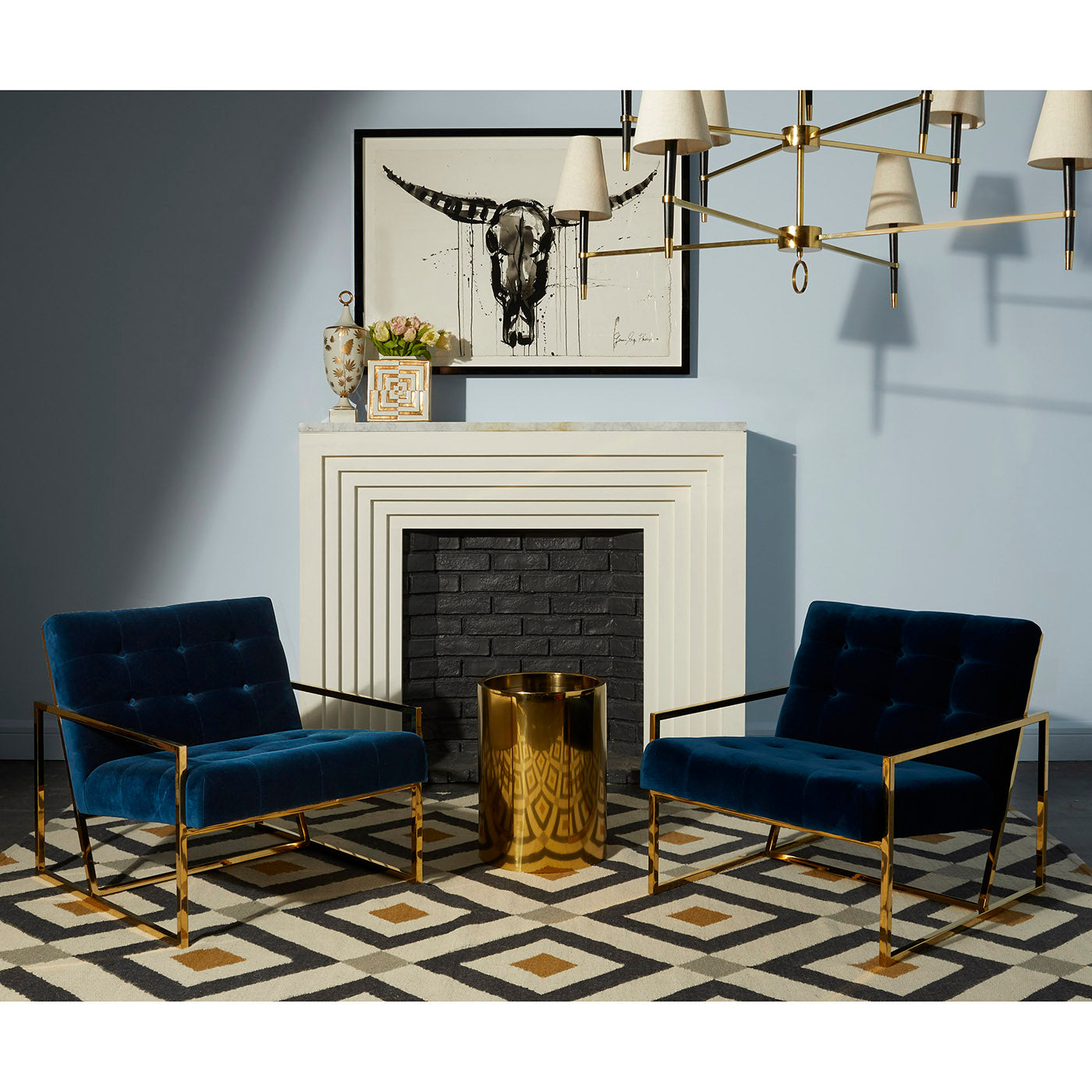Jonathan Adler 8-flammiger Kronleuchter Chandelier Ventana | Gold & Schwarz