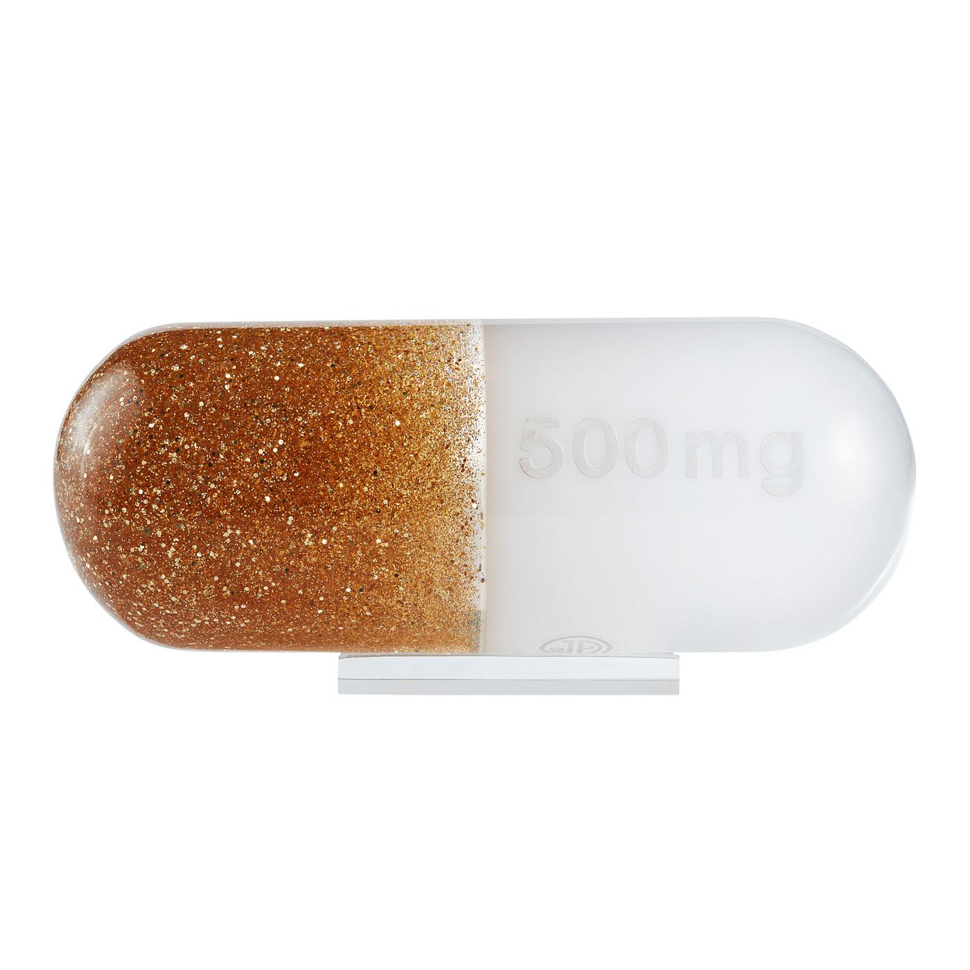 Jonathan Adler Acryl Deko Objekt Pille Large mit Ständer | Gold Glitter