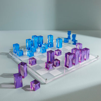 Jonathan Adler Acryl Schachbrett | Blau & Lila