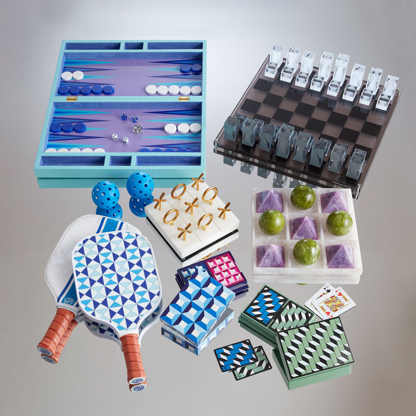 Jonathan Adler Acryl Tic-Tac-Toe Brettspiel Mustique | Lila & Grün
