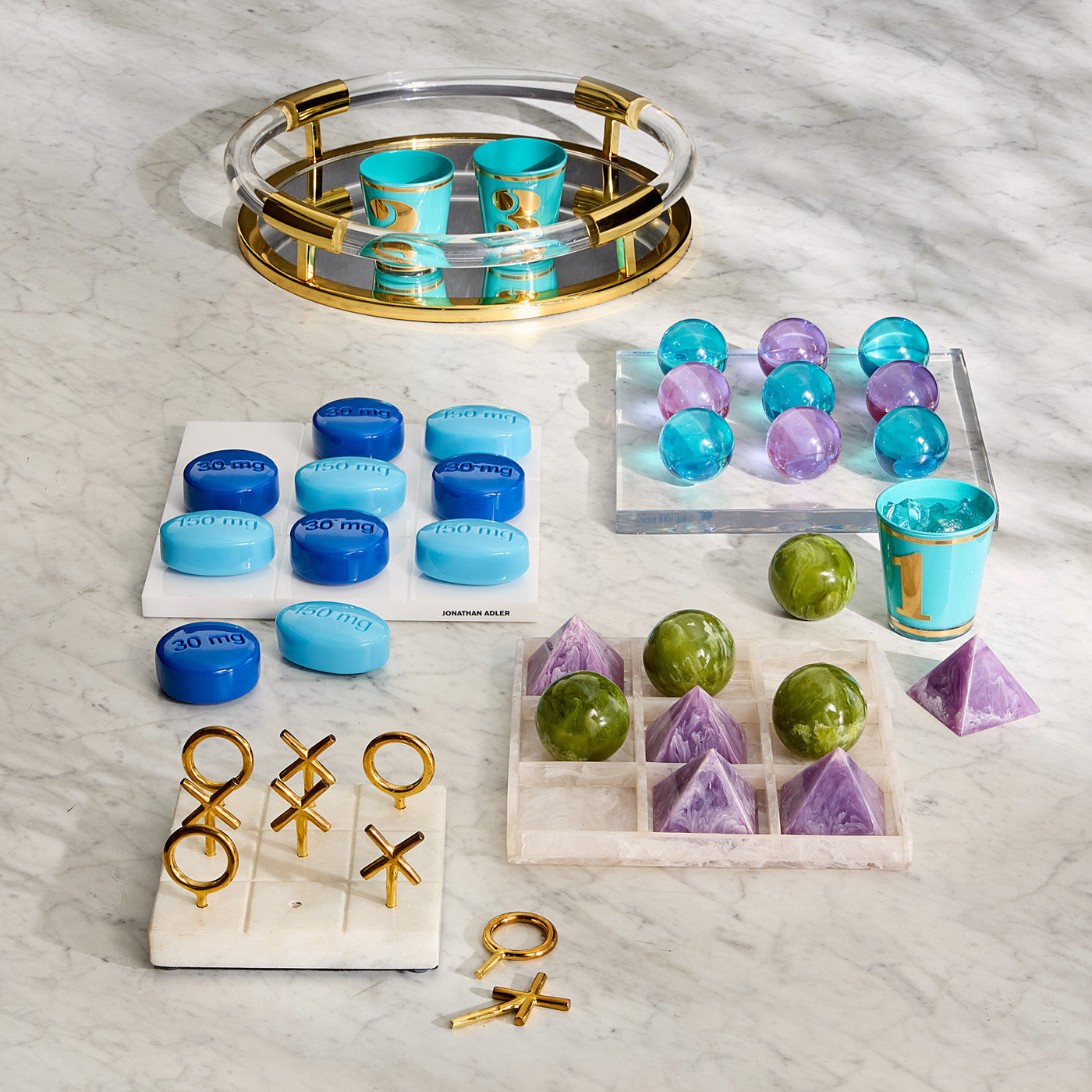 Jonathan Adler Acryl Tic-Tac-Toe Brettspiel Mustique | Lila & Grün