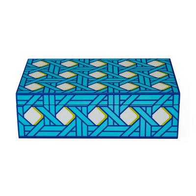 Jonathan Adler Basketweave Lacquer Aufbewahrungsbox mit Deckel | Medium
