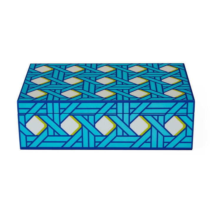 Jonathan Adler Basketweave Lacquer Aufbewahrungsbox mit Deckel | Medium
