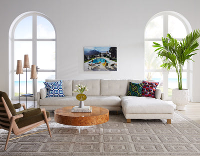 Jonathan Adler Bouclé-Ecksofa Malibu mit Lounge rechts | Cirrus Powder