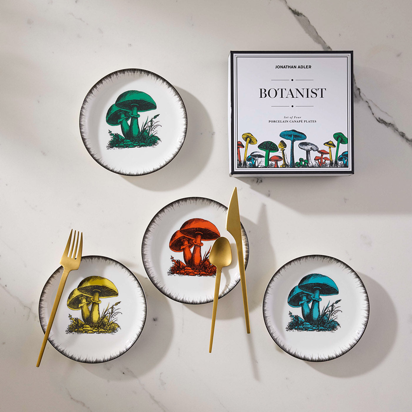 Jonathan Adler Canapé Dessert Teller Set Botanist | 4-teilig