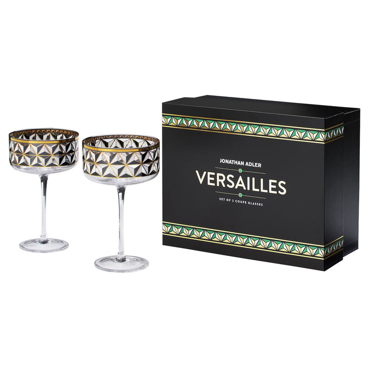 Jonathan Adler Champagnerschalen Set Versailles 2-teilig mit schwarzer Geschenkverpackung
