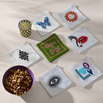 Jonathan Adler Cocktail-Stoffservietten Deep Thoughts 4-teilig
