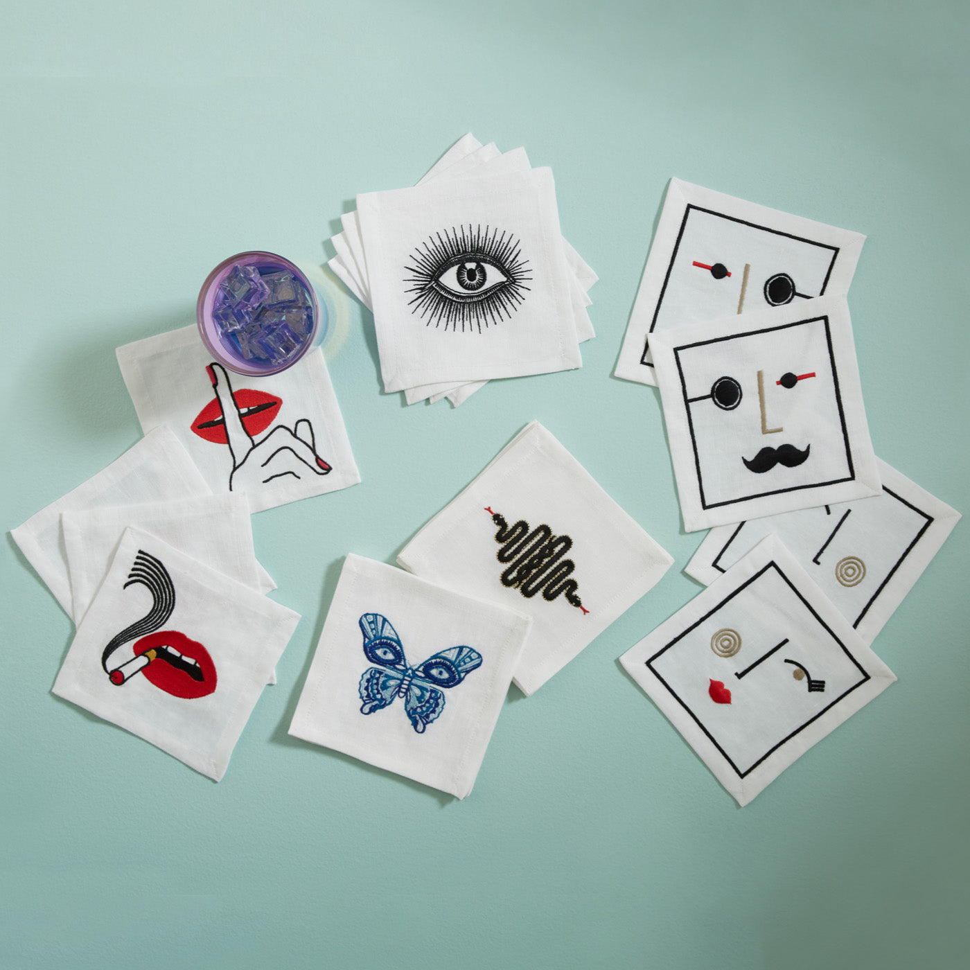 Jonathan Adler Cocktail-Stoffservietten Eyes 4-teilig