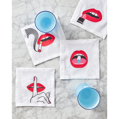 Jonathan Adler Cocktail-Stoffservietten Lips 4-teilig