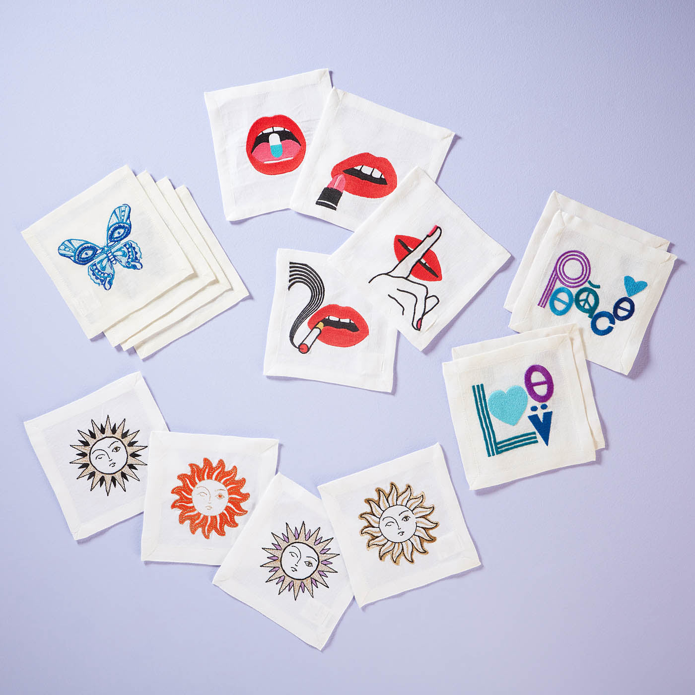 Jonathan Adler Cocktail-Stoffservietten Lips 4-teilig