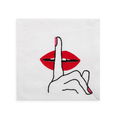 Jonathan Adler Cocktail-Stoffservietten Lips 4-teilig