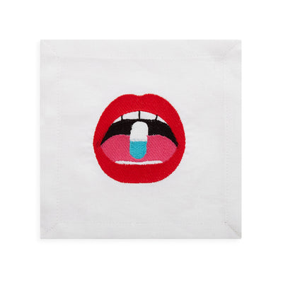 Jonathan Adler Cocktail-Stoffservietten Lips 4-teilig