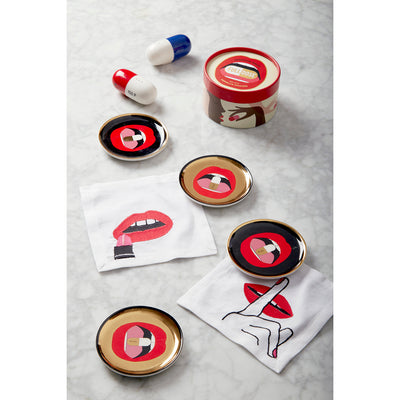 Jonathan Adler Cocktail-Stoffservietten Lips 4-teilig