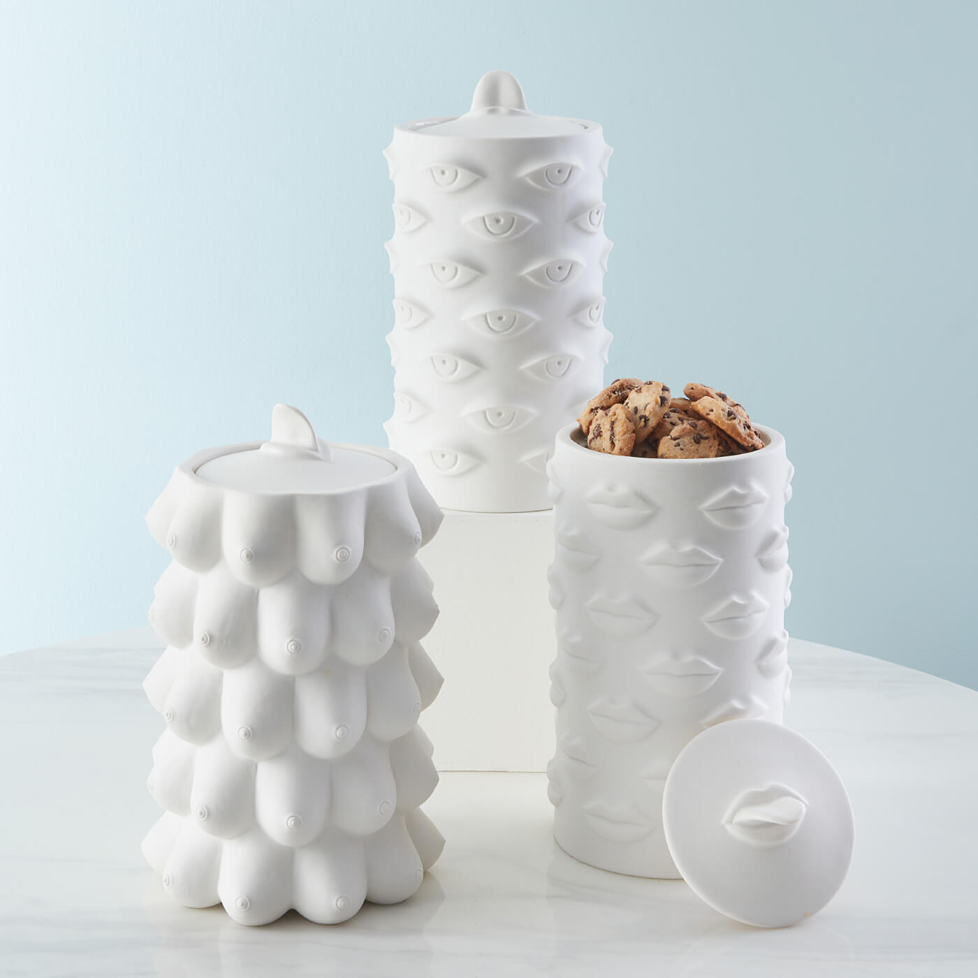 Jonathan Adler Gala Cookie Jar Keksdose aus Porzellan | Mattweiß