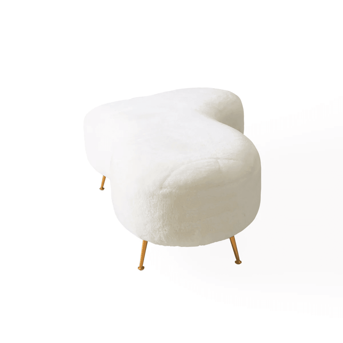 Jonathan Adler Geschwungene Polsterbank Kidney Amorphic | Shearling