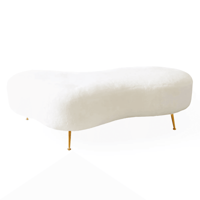 Jonathan Adler Geschwungene Polsterbank Kidney Amorphic | Shearling