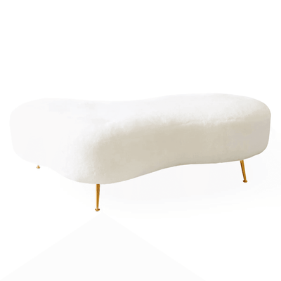Jonathan Adler Geschwungene Polsterbank Kidney Amorphic | Shearling
