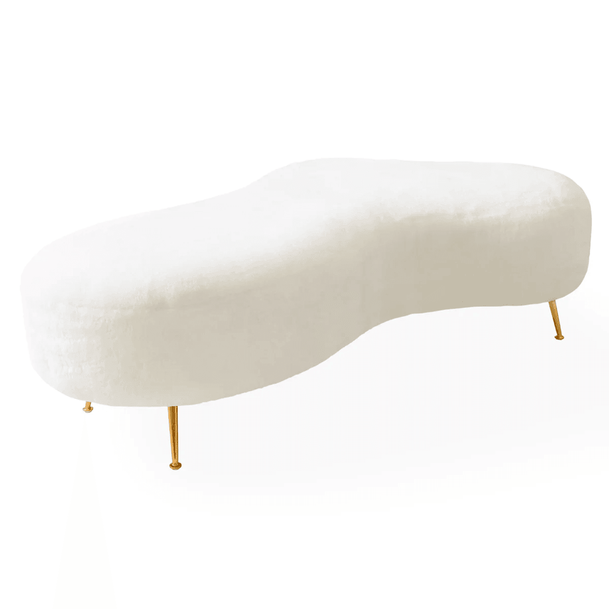 Jonathan Adler Geschwungene Polsterbank Kidney Amorphic | Shearling