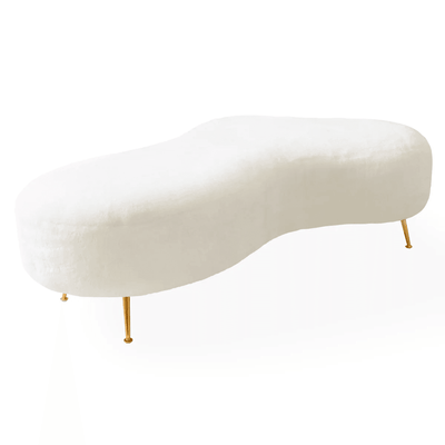 Jonathan Adler Geschwungene Polsterbank Kidney Amorphic | Shearling