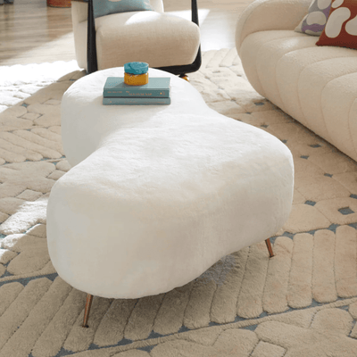 Jonathan Adler Geschwungene Polsterbank Kidney Amorphic | Shearling