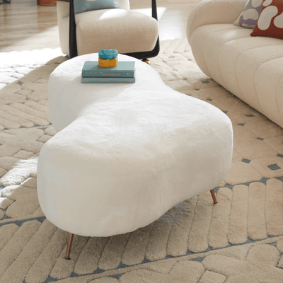 Jonathan Adler Geschwungene Polsterbank Kidney Amorphic | Shearling