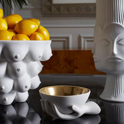 Jonathan Adler Große Schale Centerpiece Georgia mattweiß | ø 36 cm