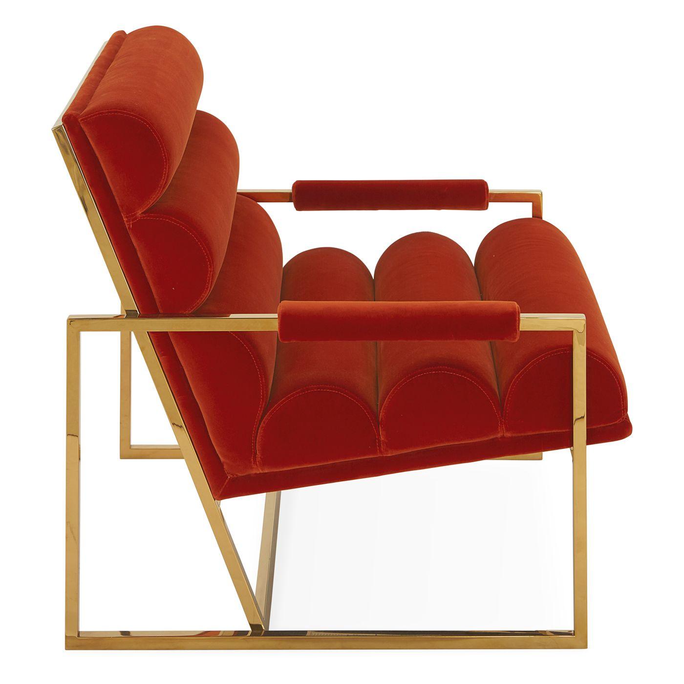 Jonathan Adler Jonathan Adler Samt-Sessel Lounge Chair Goldfinger | Varese Persimmon Codeso Living