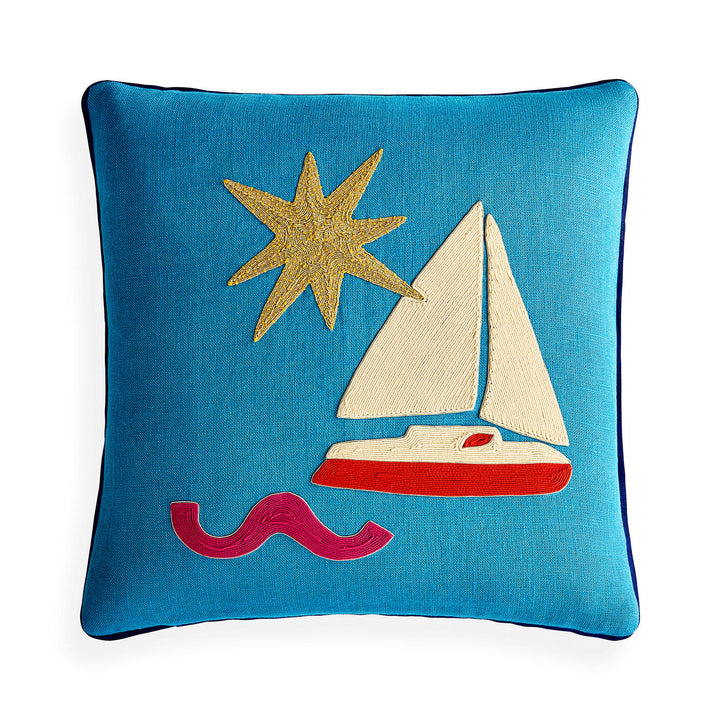 Jonathan Adler Kissen Playa Sailboat | 45x45 cm