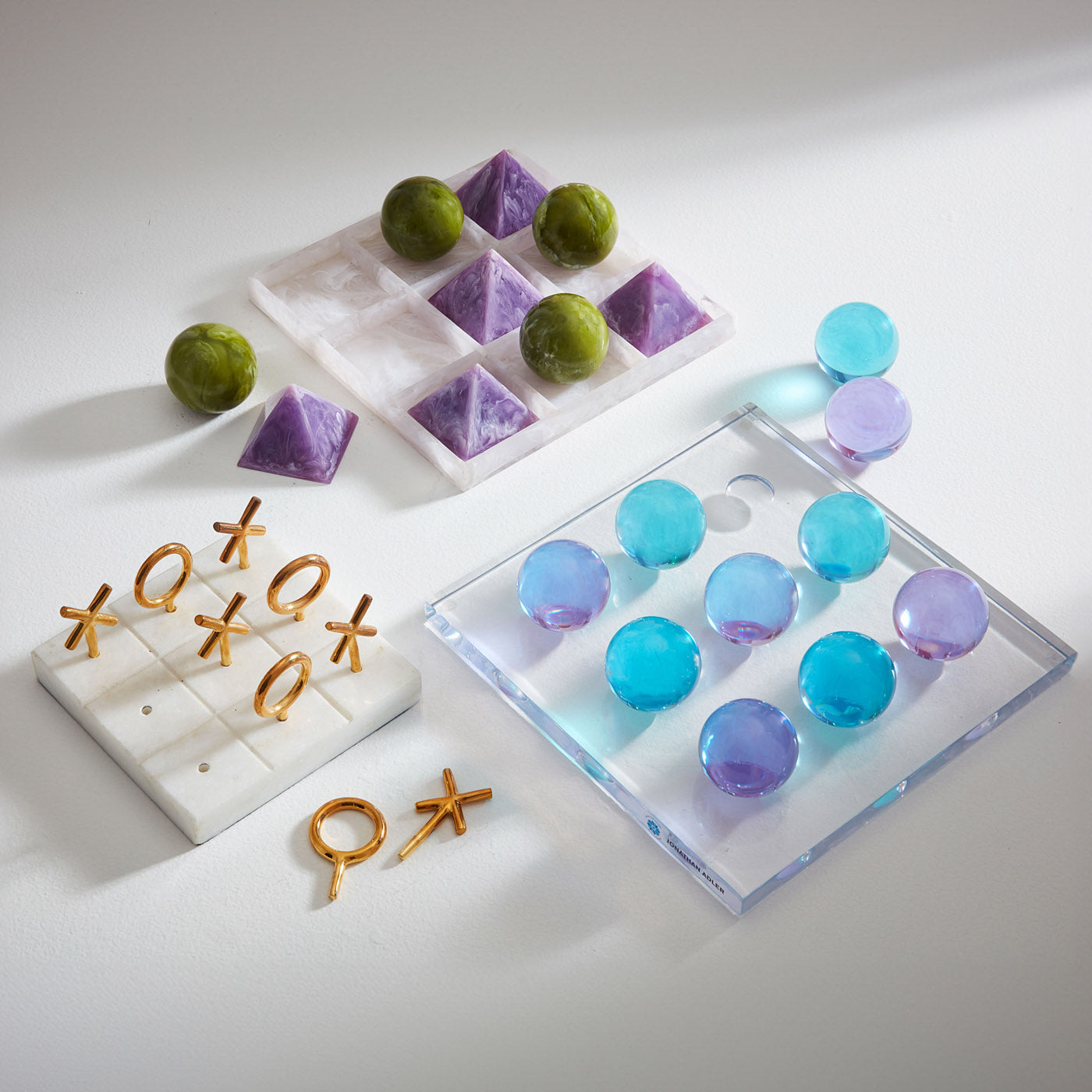Jonathan Adler Marmor Tic-Tac-Toe Brettspiel Brass | Messing