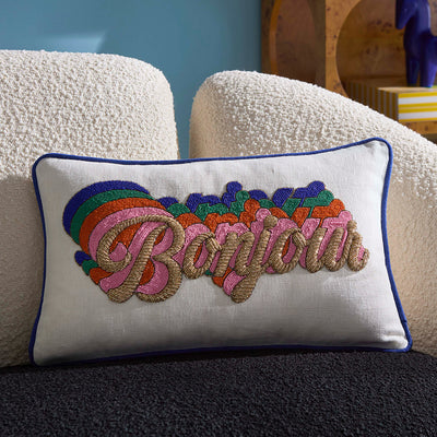 Jonathan Adler mit Perlen besticktes Kissen Bonjour