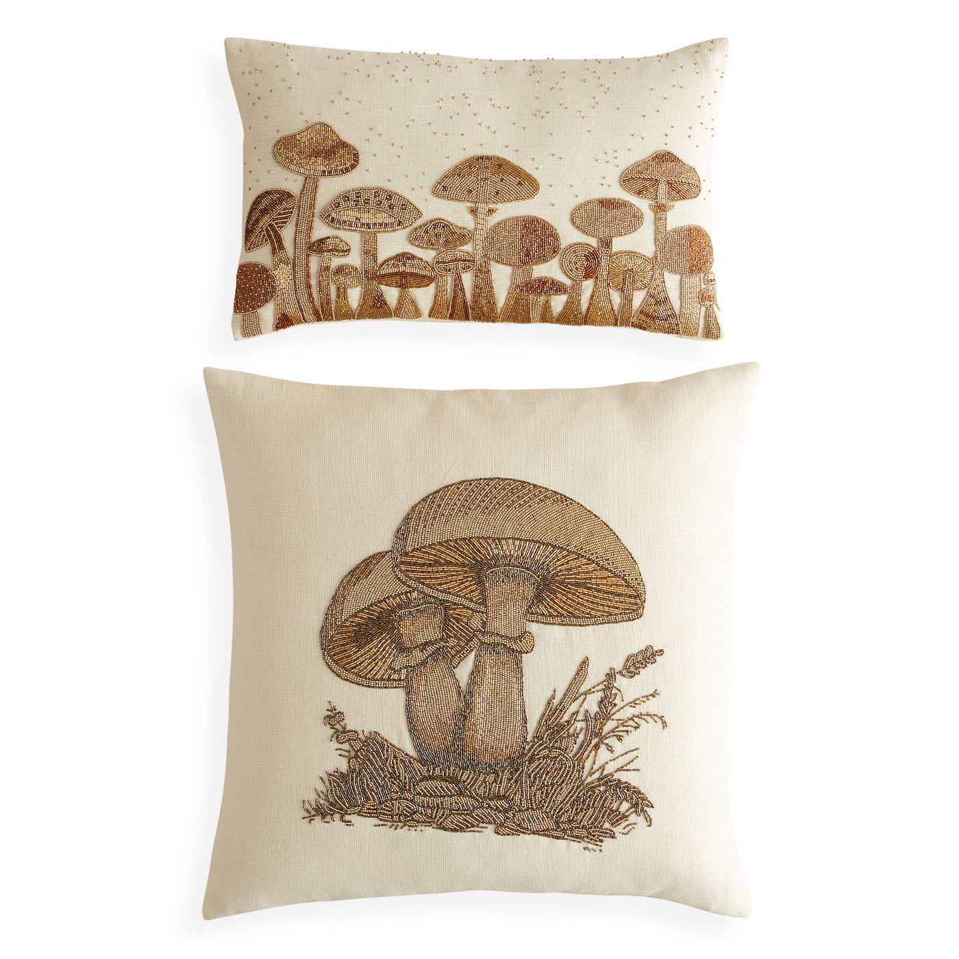 Jonathan Adler mit Perlen besticktes Kissen Botanist Mushroom Field | 50x30 cm