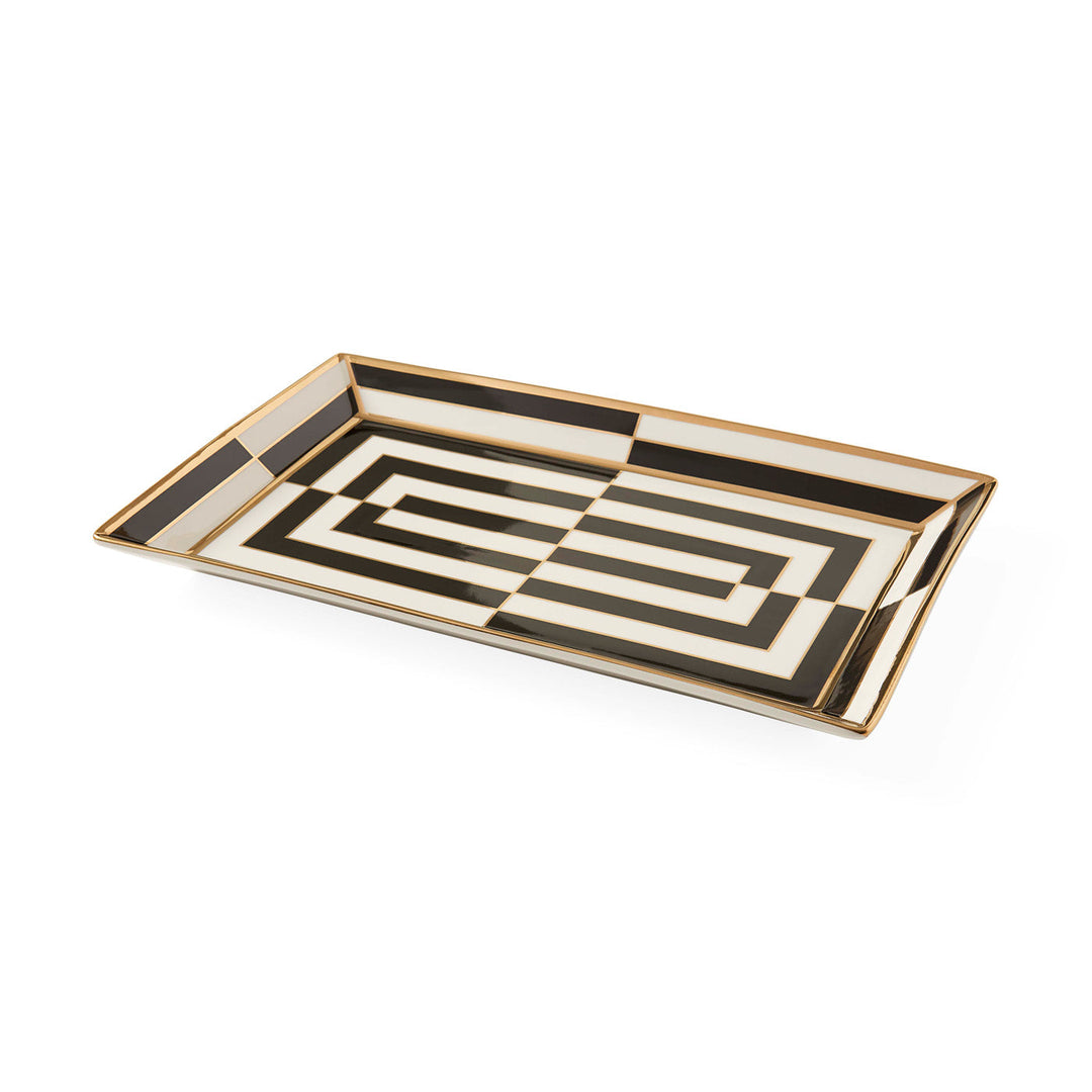 Plateau Rectangulaire Safari Multicolore Jonathan Adler - Porcelaine Chic Et Sauvage Avec Accents Or Véritable