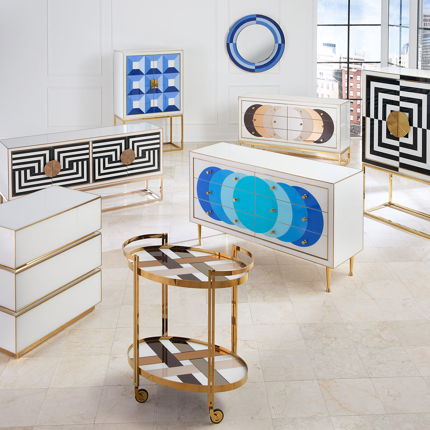 Jonathan Adler Runder Spiegel Harlequin