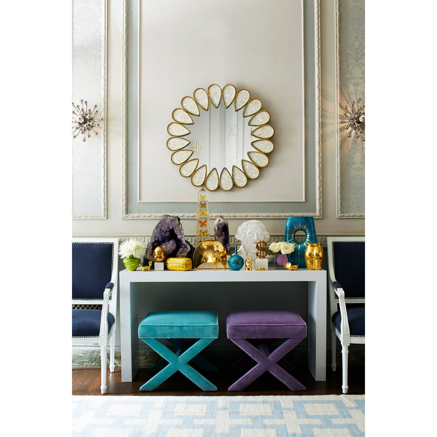 Jonathan Adler Runder Spiegel Petal mit Perlmutt | ø 81 cm