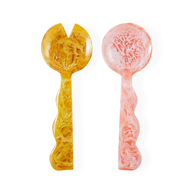 Jonathan Adler Salatbesteck Mustique Ripple | Gelb & Rosa
