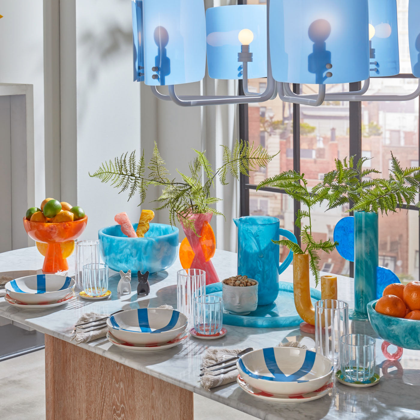 Jonathan Adler Salatbesteck Mustique Ripple | Gelb & Rosa