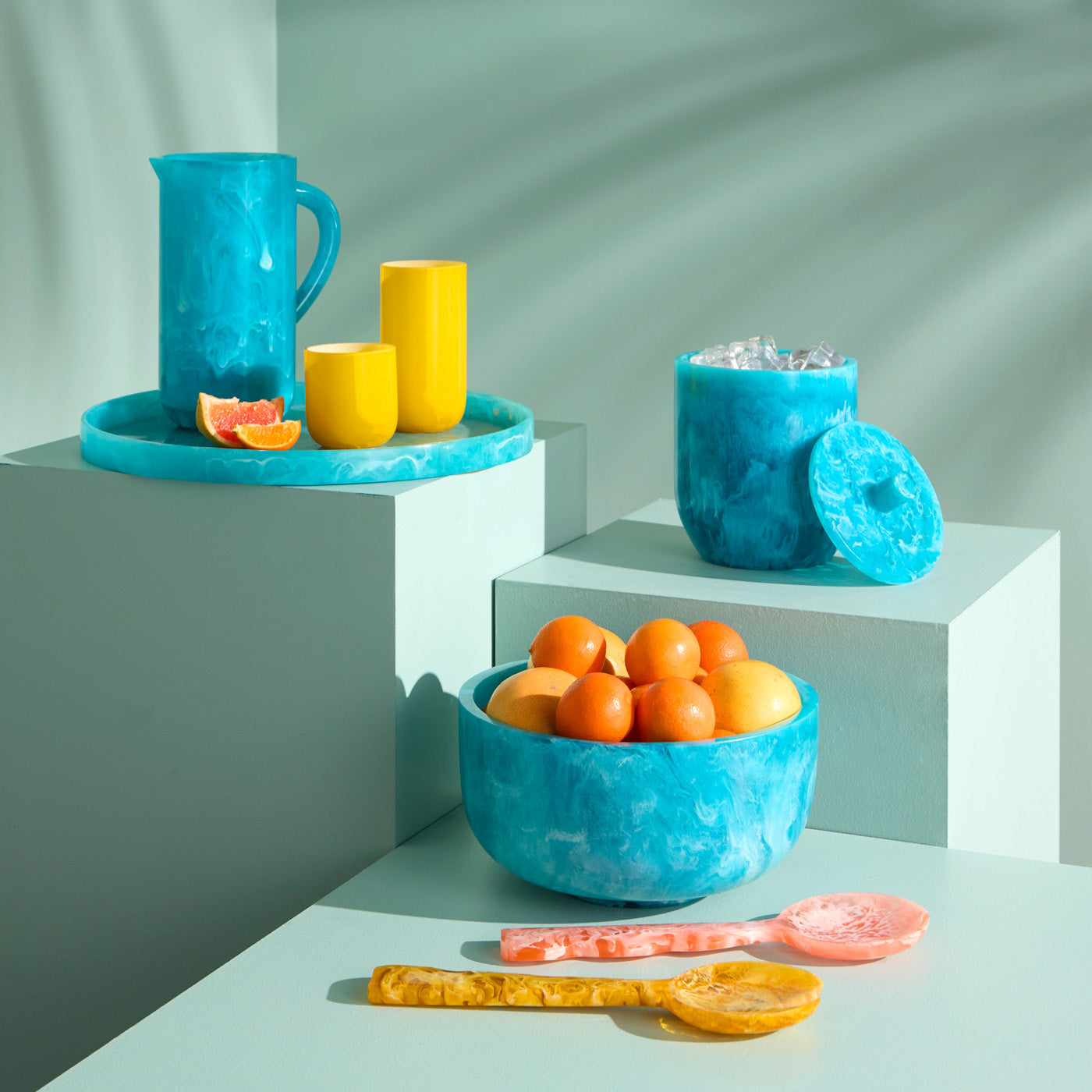 Jonathan Adler Salatbesteck Mustique Ripple | Gelb & Rosa