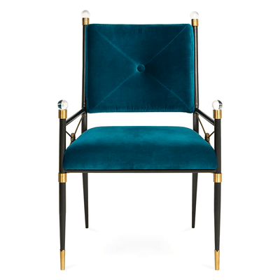 Jonathan Adler Samt-Esszimmerstuhl Rider mit Armlehnen | Rialto Peacock