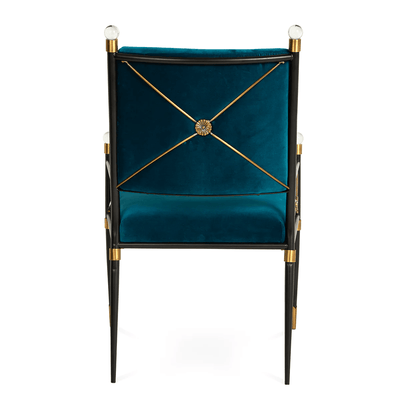 Jonathan Adler Samt-Esszimmerstuhl Rider mit Armlehnen | Rialto Peacock