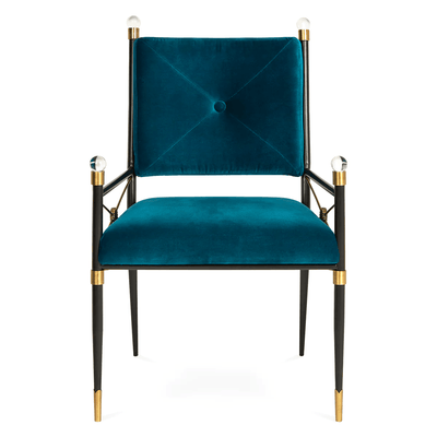 Jonathan Adler Samt-Esszimmerstuhl Rider mit Armlehnen | Rialto Peacock
