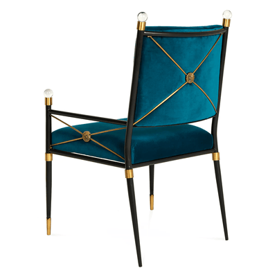 Jonathan Adler Samt-Esszimmerstuhl Rider mit Armlehnen | Rialto Peacock