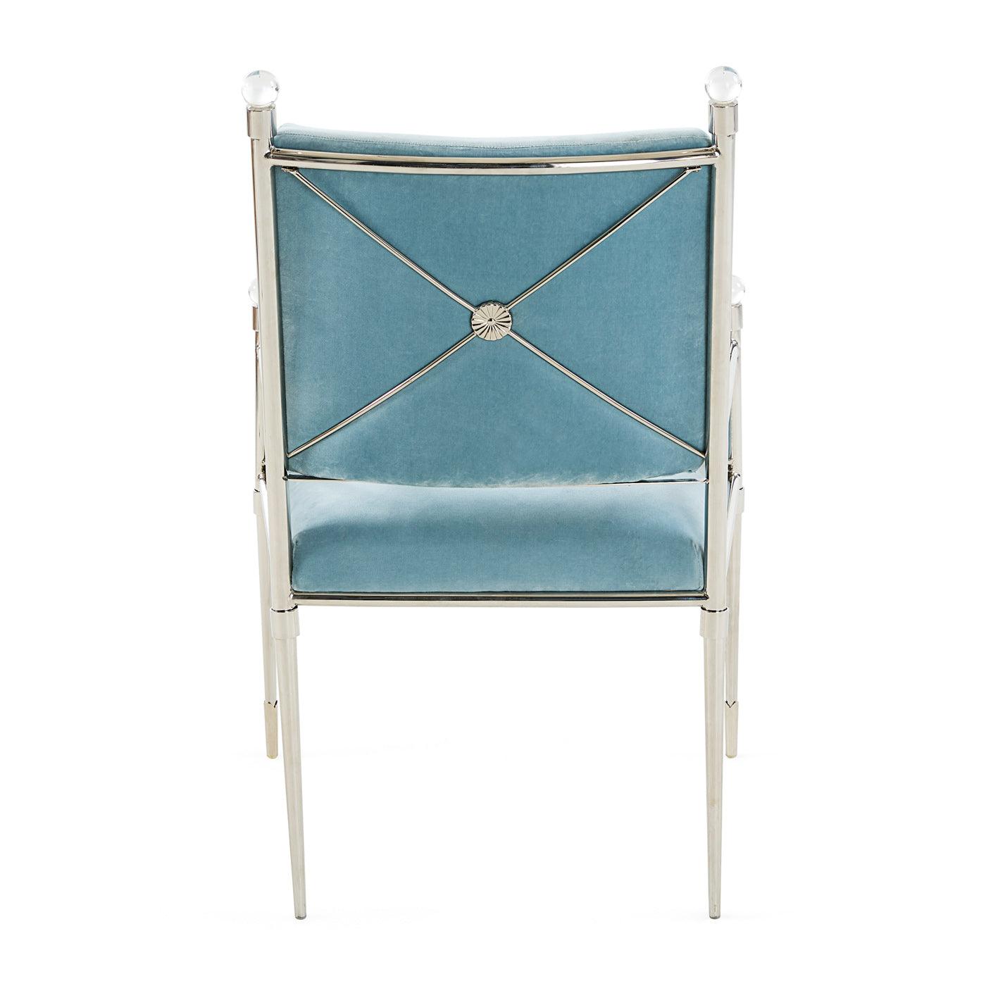 Jonathan Adler Samt-Esszimmerstuhl Rider mit Armlehnen | Rialto Sky