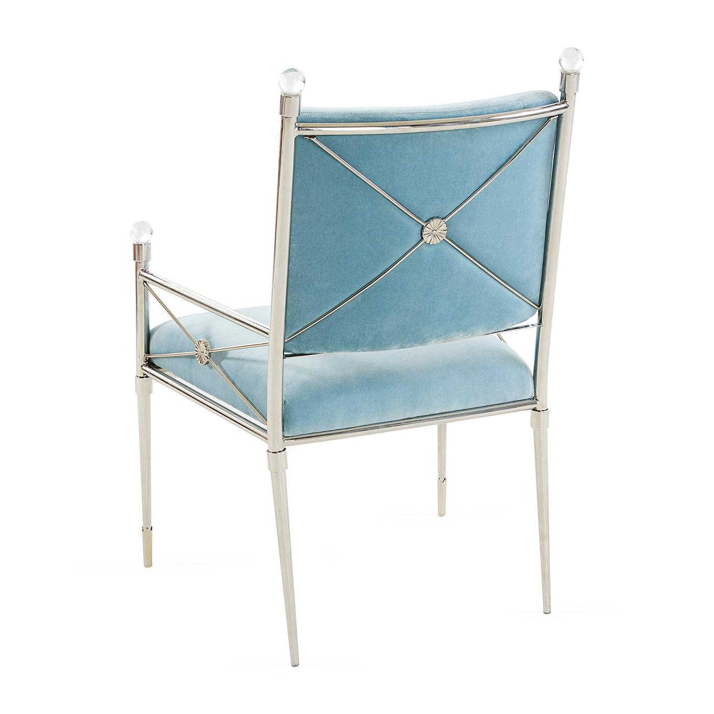Jonathan Adler Samt-Esszimmerstuhl Rider mit Armlehnen | Rialto Sky