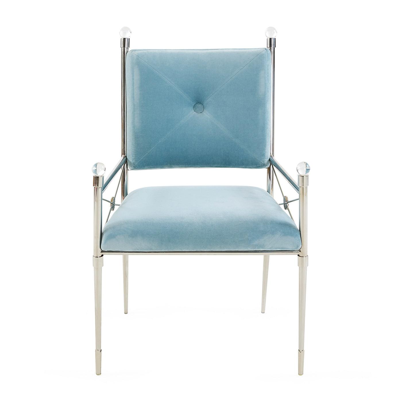 Jonathan Adler Samt-Esszimmerstuhl Rider mit Armlehnen | Rialto Sky