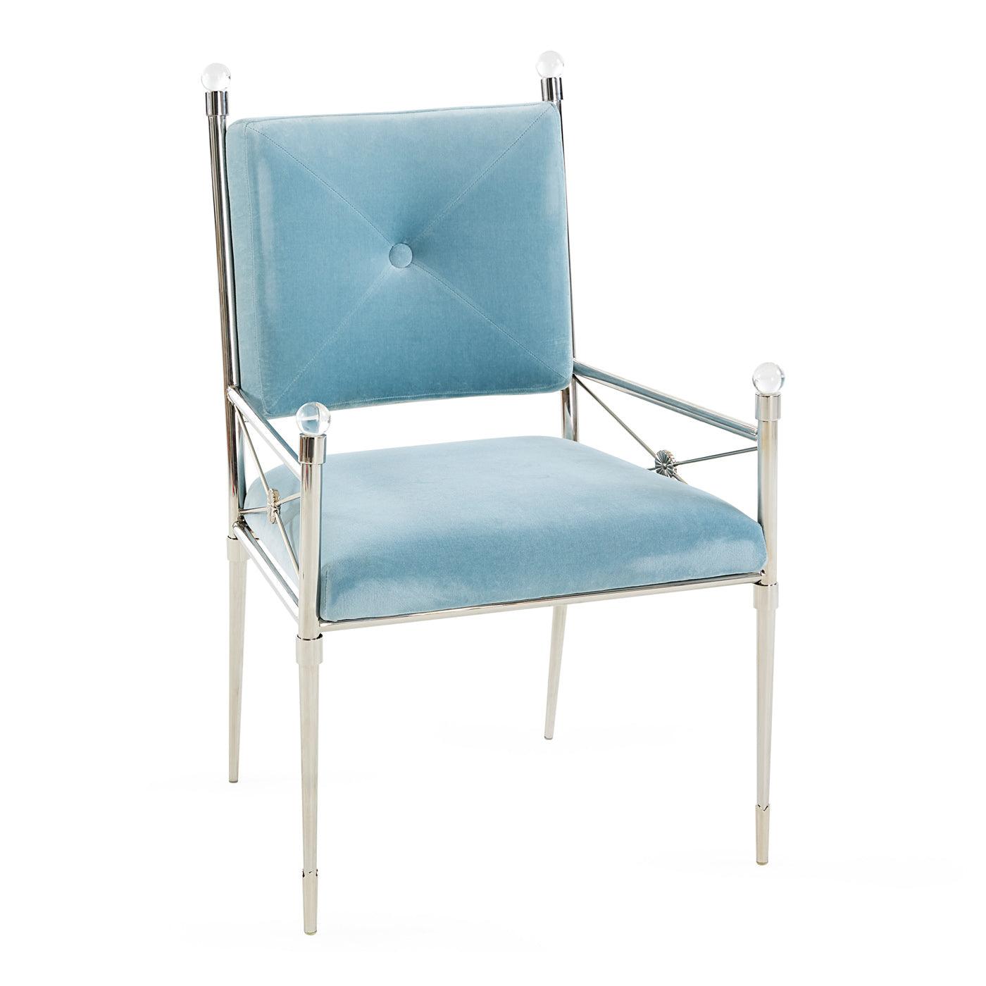 Jonathan Adler Samt-Esszimmerstuhl Rider mit Armlehnen | Rialto Sky