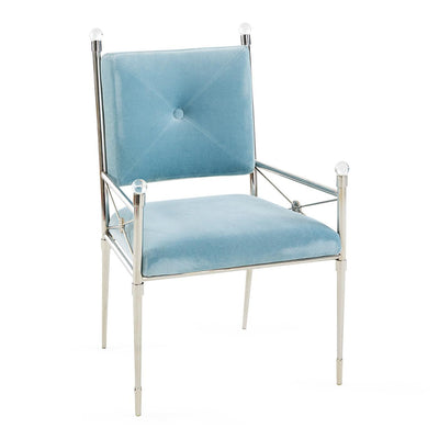 Jonathan Adler Samt-Esszimmerstuhl Rider mit Armlehnen | Rialto Sky