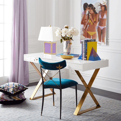 Jonathan Adler Samt-Esszimmerstuhl Rider | Rialto Peacock